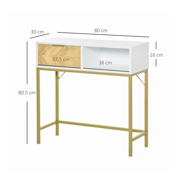Μεταλλική Κονσόλα με 1 Συρτάρι και 1 Ράφι 80 x 30 x 80.5 cm HOMCOM 837-154