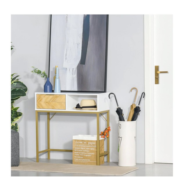 Μεταλλική Κονσόλα με 1 Συρτάρι και 1 Ράφι 80 x 30 x 80.5 cm HOMCOM 837-154