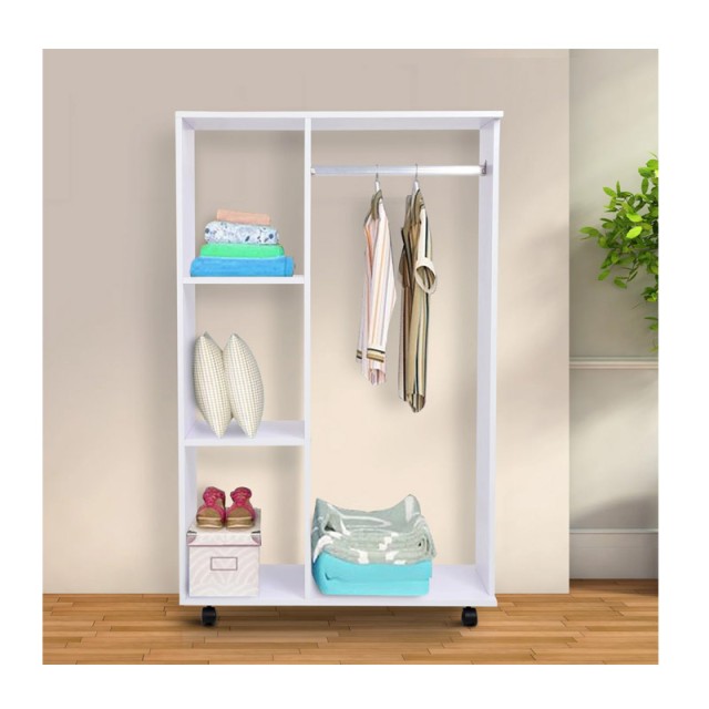 Ξύλινη Ανοιχτή Τροχήλατη Ντουλάπα 80 x 40 x 128 cm HOMCOM 02-0604