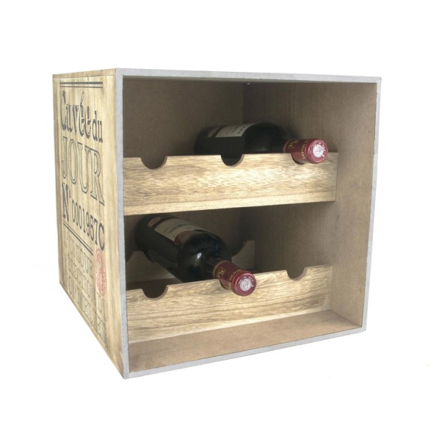 Ξύλινη Μπουκαλοθήκη για 6 Μπουκάλια Κρασί 30.2 x 33.7 x 30.1 cm Cook Concept KV7210