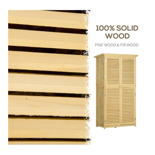 Ξύλινη Δίφυλλη Αδιάβροχη Ντουλάπα Κήπου 87 x 46.5 x 160 cm Outsunny 845-215BN