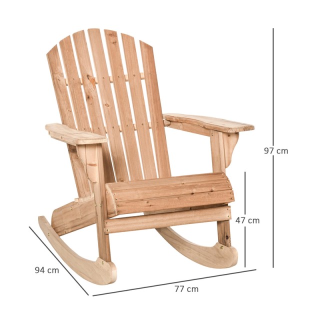 Ξύλινη Κουνιστή Πολυθρόνα Κήπου 77 x 94 x 97 cm Outsunny 84B-528