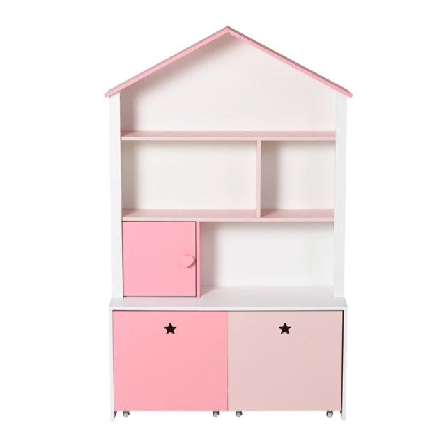 Ξύλινη Παιδική Βιβλιοθήκη με 4 Ράφια και 2 Αφαιρούμενα Συρτάρια 80 x 34 x 130 cm HOMCOM 311-012