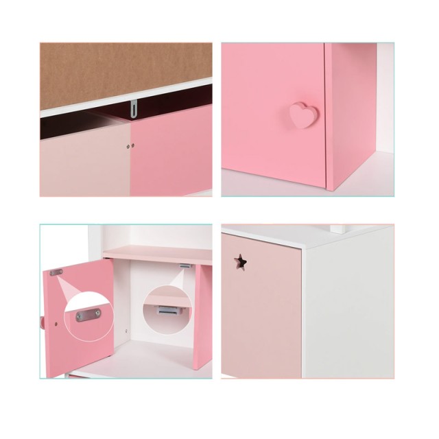 Ξύλινη Παιδική Βιβλιοθήκη με 4 Ράφια και 2 Αφαιρούμενα Συρτάρια 80 x 34 x 130 cm HOMCOM 311-012