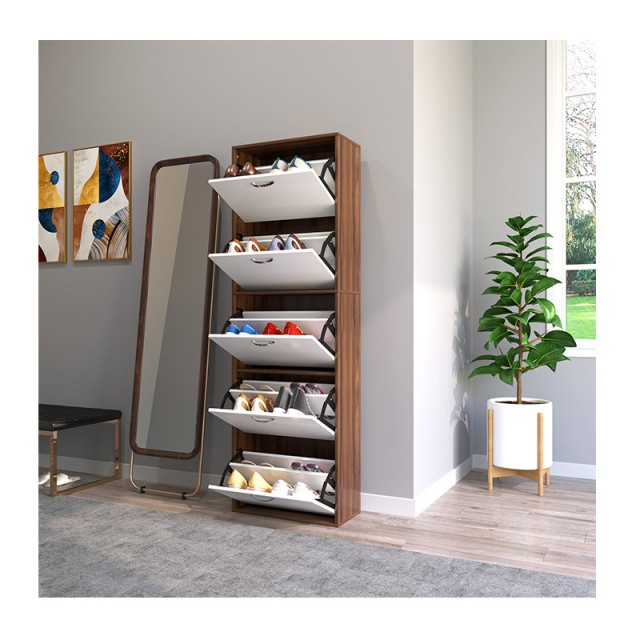 Ξύλινη Παπουτσοθήκη με 5 Διαμερίσματα 60 x 28 x 189 cm HOMCOM 833-326