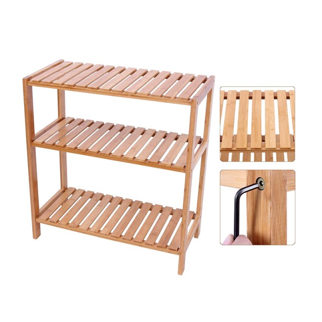 Ξύλινη Ραφιέρα Μπάνιου από Μπαμπού με 3 Ράφια 60 x 26 x 66 cm Songmics BCB33Y