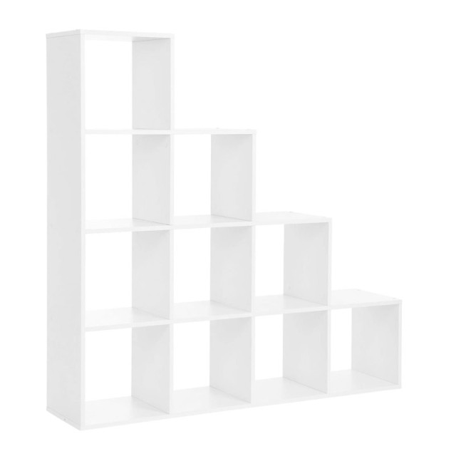 Ξύλινη Βιβλιοθήκη με 10 Ράφια 129.5 x 29 x 129.5 cm Χρώματος Λευκό VASAGLE LBC10WTV1 - 12 άτοκες δόσεις και 5% cash back