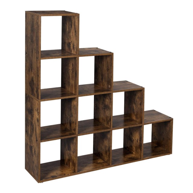 Ξύλινη Βιβλιοθήκη με 10 Ράφια 129.5 x 29 x 129.5 cm Χρώματος Σκούρο Καφέ VASAGLE LBC10BX - 12 άτοκες δόσεις και 5% cash back