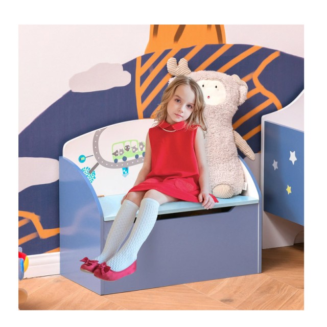 Ξύλινο Παιδικό Μπαούλο Αποθήκευσης Παιχνιδιών 60 x 30 x 50 cm HOMCOM 311-018BU