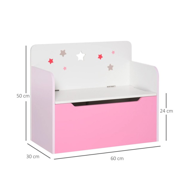 Ξύλινο Παιδικό Μπαούλο Αποθήκευσης Παιχνιδιών 60 x 30 x 50 cm Χρώματος Ροζ HOMCOM 311-018PK
