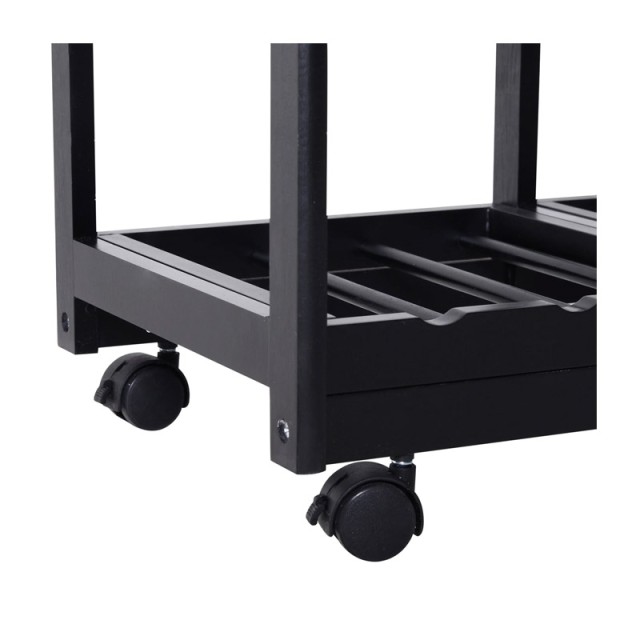 Ξύλινο Τρόλεϊ Κουζίνας με 4 Ράφια και 2 Συρτάρια 74 x 37 x 76 cm Χρώματος Μαύρο HOMCOM 801-079BK