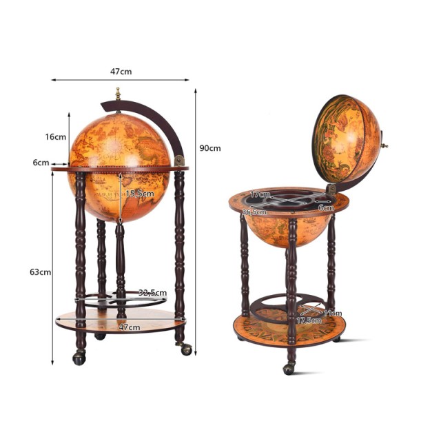 Ξύλινο Μπαρ Υδρόγειος - Κάβα για Κρασιά 47 x 47 x 90 cm Costway HW57074