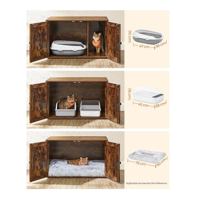 Ξύλινο Έπιπλο για Τουαλέτα Γάτας 80 x 53 x 49.2 cm Χρώματος Σκούρο Καφέ PCL002X01 Feandrea