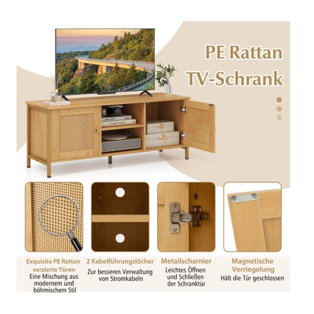 Ξύλινο Έπιπλο Τηλεόρασης 120 x 40 x 48 cm Costway HV10508OA