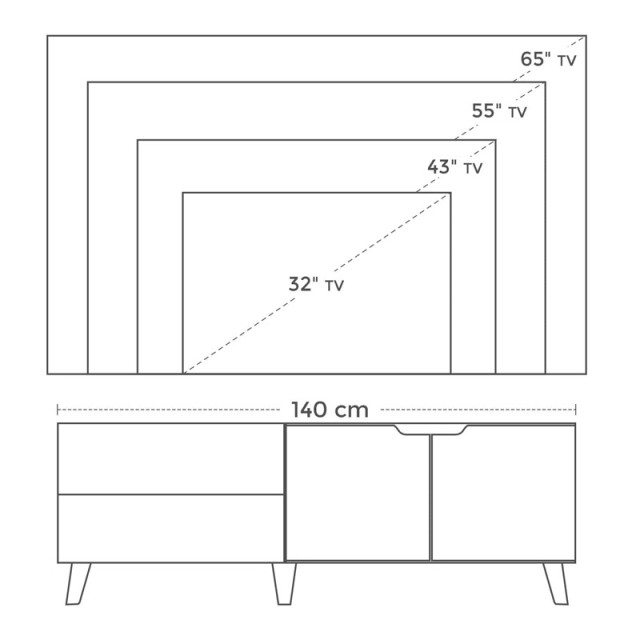 Ξύλινο Έπιπλο Τηλεόρασης 140 x 40 x 50 cm VASAGLE LTV027X01