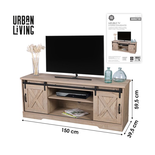 Ξύλινο Έπιπλο Τηλεόρασης 150 x 39.5 x 59.5 cm Manhattan Urban Living 152013