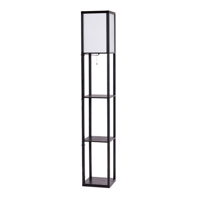 Ξύλινο Φωτιστικό Δαπέδου με 3 Ράφια Ε27 60 W Costway EU10065DE