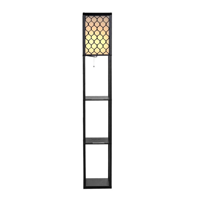 Ξύλινο Φωτιστικό Δαπέδου με 3 Ράφια Ε27 60 W Costway EU10063DE