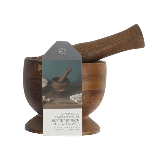 Ξύλινο Γουδί με Γουδοχέρι 12 x 12 x 10.5 cm Home Deco Factory KA6332