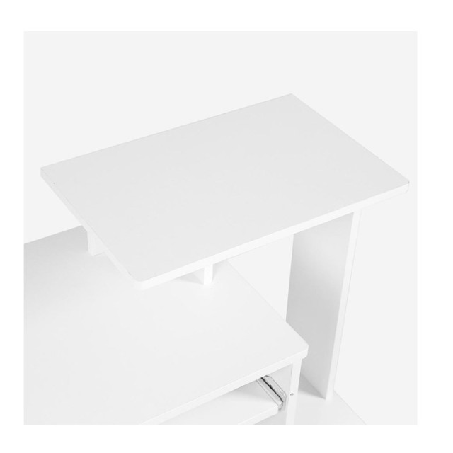 Ξύλινο Γραφείο Υπολογιστή με Υφασμάτινο Καλάθι 100 x 40 x 86.6 cm Χρώματος Λευκό Bakaji 02839505