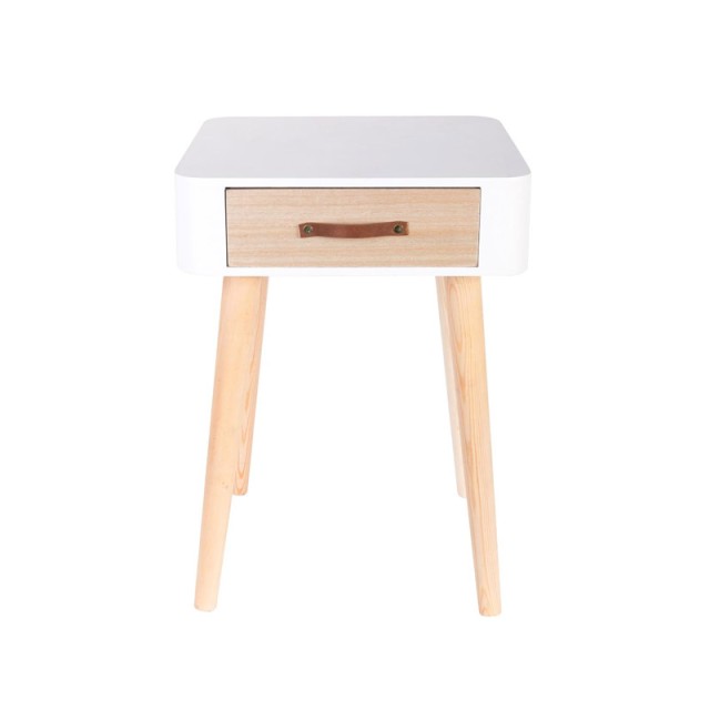 Ξύλινο Κομοδίνο με 1 Συρτάρι 35 x 35 x 48 cm Χρώματος Λευκό Home Deco Factory HD3739