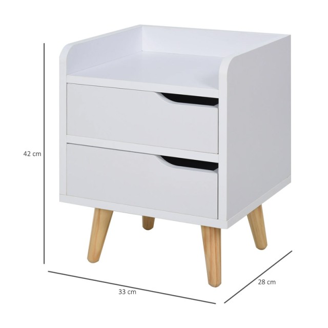 Ξύλινο Κομοδίνο με 2 Συρτάρια 33 x 28 x 42 cm HOMCOM 831-294
