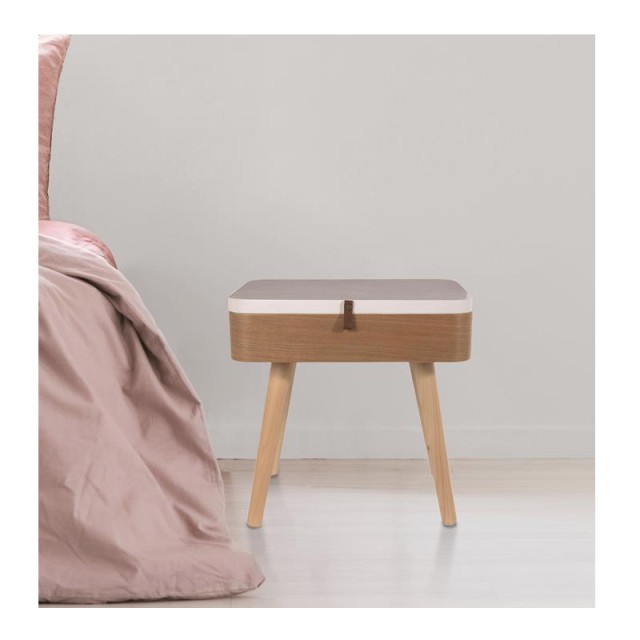 Ξύλινο Κομοδίνο με Αποθηκευτικό Χώρο 40 x 30.5 x 54 cm Home Deco Factory HD6199