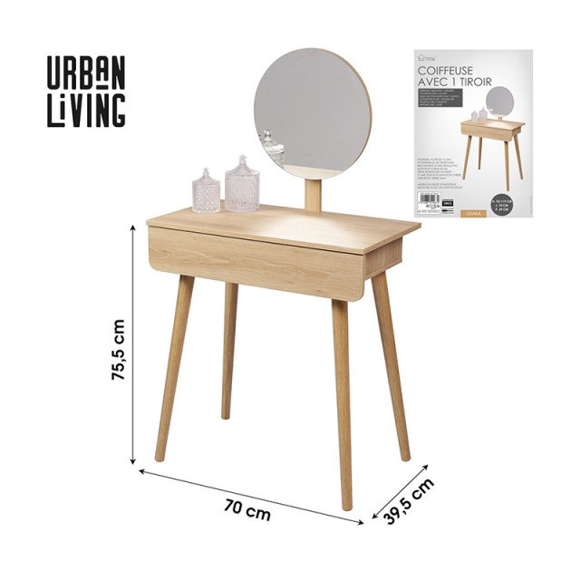 Ξύλινο Μπουντουάρ με Καθρέπτη 70 x 39.5 x 75.5 cm Osaka Urban Living 151067