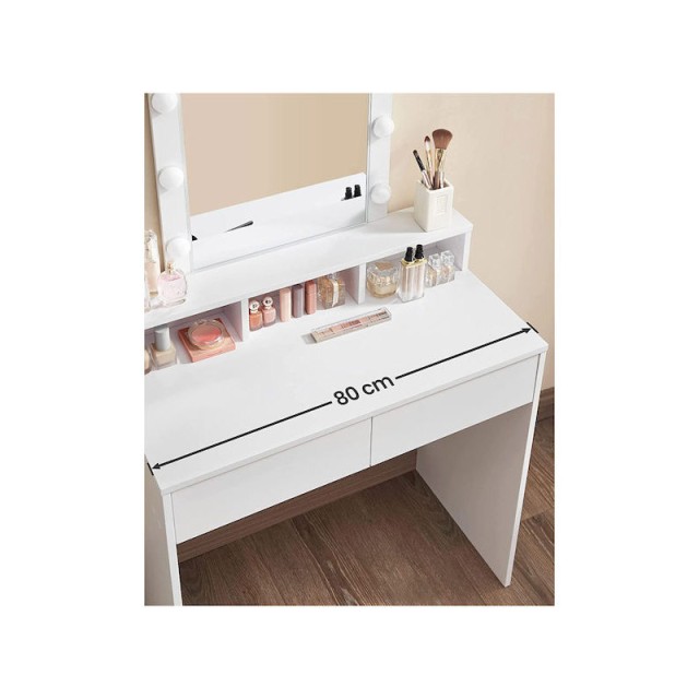 Ξύλινο Μπουντουάρ με Καθρέπτη και Φωτισμό 80 x 40 x 145 cm VASAGLE RDT114W01