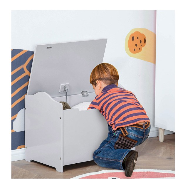 Ξύλινο Παιδικό Μπαούλο Αποθήκευσης Παιχνιδιών 60 x 40 x 48 cm Χρώματος Γκρι HOMCOM 311-013GY