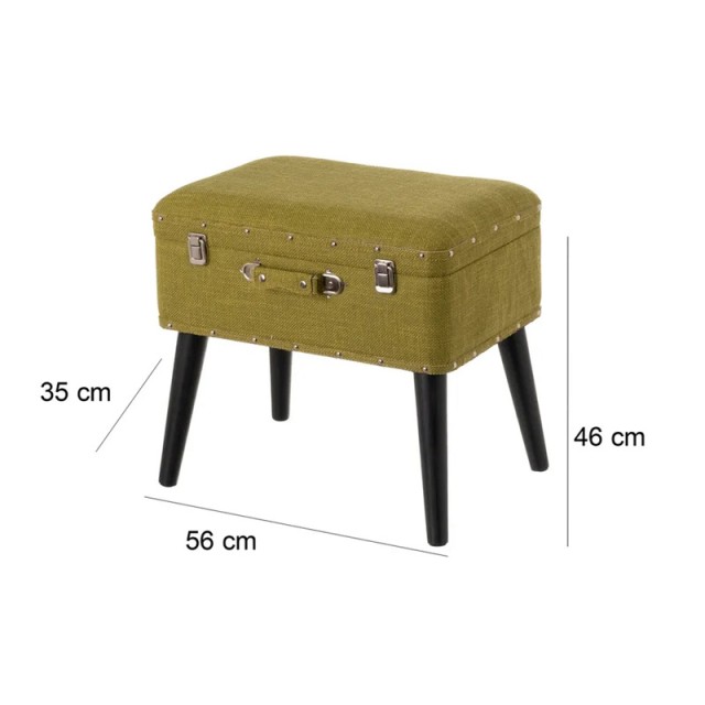 Ξύλινο Σκαμπό Βαλίτσα με Αποθηκευτικό Χώρο 50 x 35 x 46 cm Χρώματος Πράσινο Bakaji 02839897