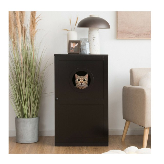 Ξύλινο Ντουλάπι 2 Επιπέδων για Αμμολεκάνη Γάτας 60 x 53 x 90 cm Costway PV10001CF