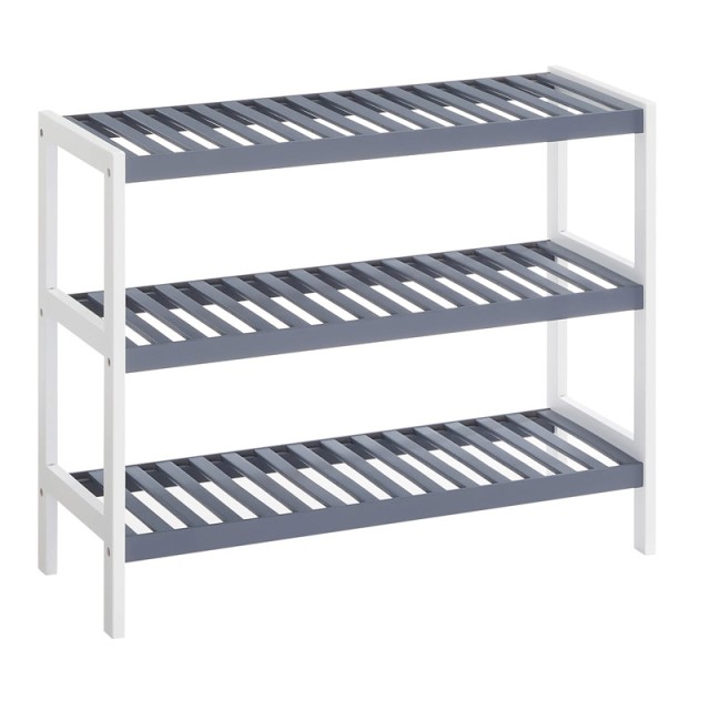 Ξύλινο Stand Αποθήκευσης Παπουτσιών με 3 Ράφια 70 x 26 x 55 cm Χρώματος Γκρι Songmics LBS03WG