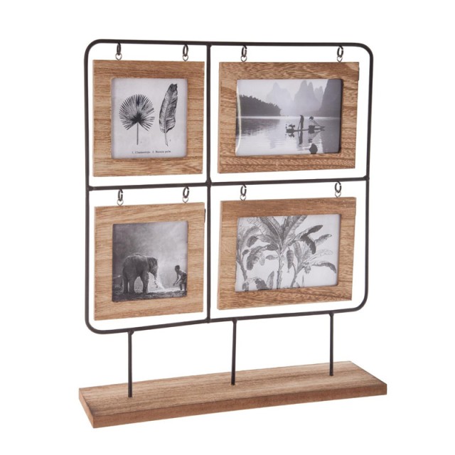 Ξύλινο Σταντ Φωτογραφιών 4 Θέσεων 2 Όψεων 36 x 10 x 42 cm Atmosphera 155120