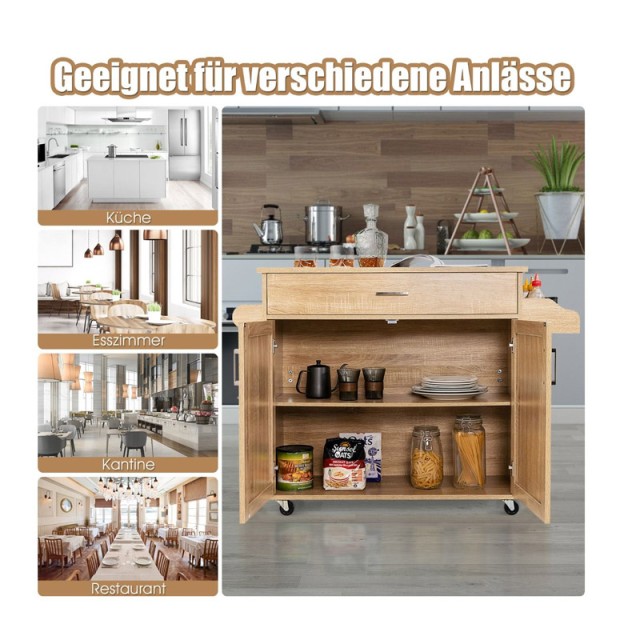 Ξύλινο Τρόλεϊ Κουζίνας 116 x 40 x 85 cm Costway KC51983NA