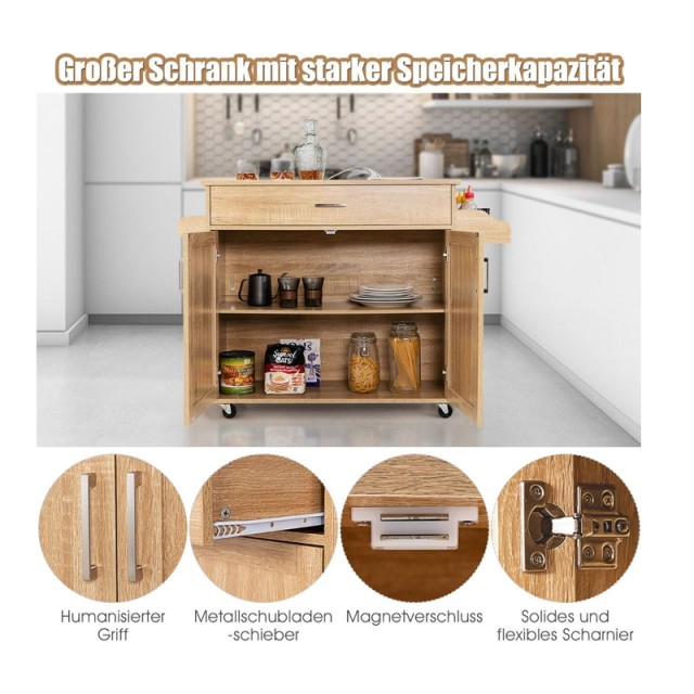 Ξύλινο Τρόλεϊ Κουζίνας 116 x 40 x 85 cm Costway KC51983NA