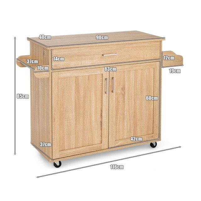 Ξύλινο Τρόλεϊ Κουζίνας 116 x 40 x 85 cm Costway KC51983NA