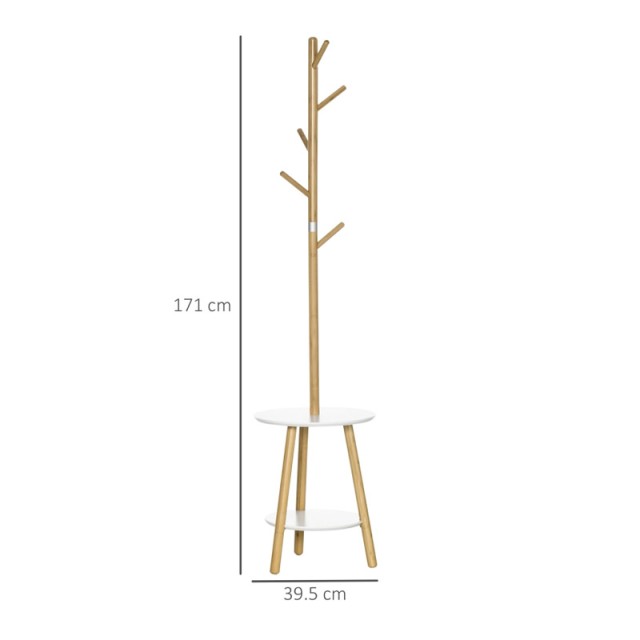 Ξύλινος Καλόγερος από Μπαμπού με Τραπεζάκι 39.5 x 39.5 x 171 cm HOMCOM 837-306V00ND