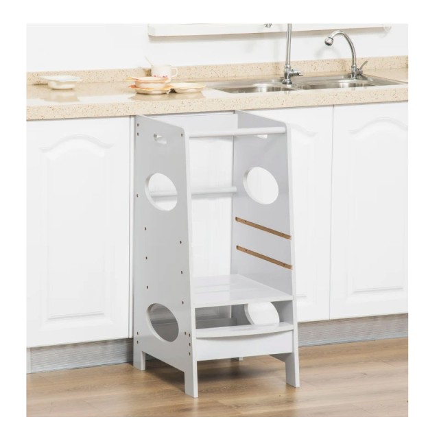 Ξύλινος Πύργος Εκμάθησης 40 x 50 x 90 cm Χρώματος Γκρι HOMCOM 312-053GY