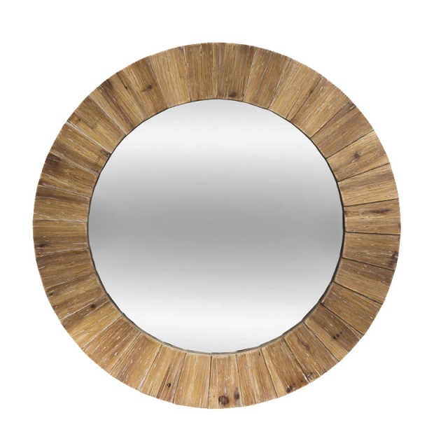 Ξύλινος Στρογγυλός Καθρέπτης Τοίχου 83 cm Atmosphera 173841