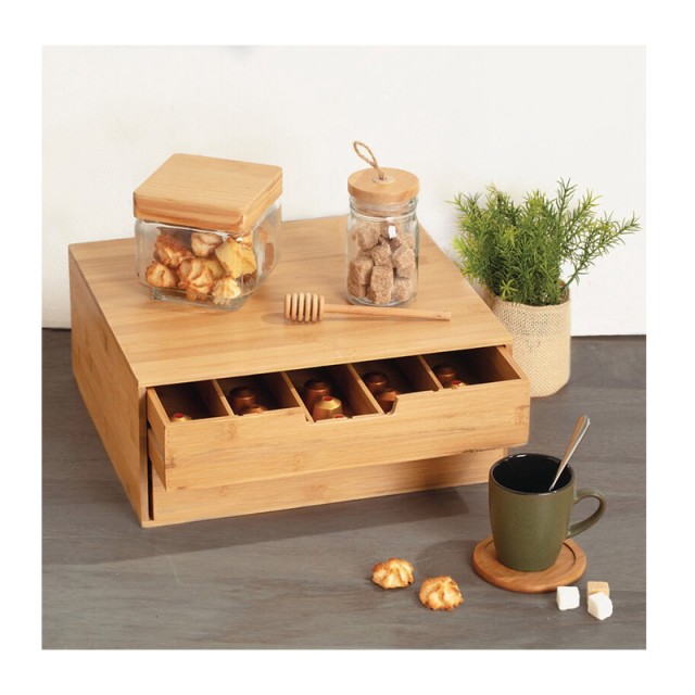 Ξύλινος Διοργανωτής με 2 Συρτάρια για Κάψουλες Καφέ 34 x 34 x 14.5 cm 5Five Simply Smart 179601