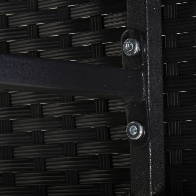 Outsunny Σετ 11 τμχ Έπιπλα κήπου από ρατάν εξωτερικού χώρου με τραπέζι και μαξιλάρια από σκληρυμένο γυαλί, σετ τραπεζαρίας, μαύρο 841-162