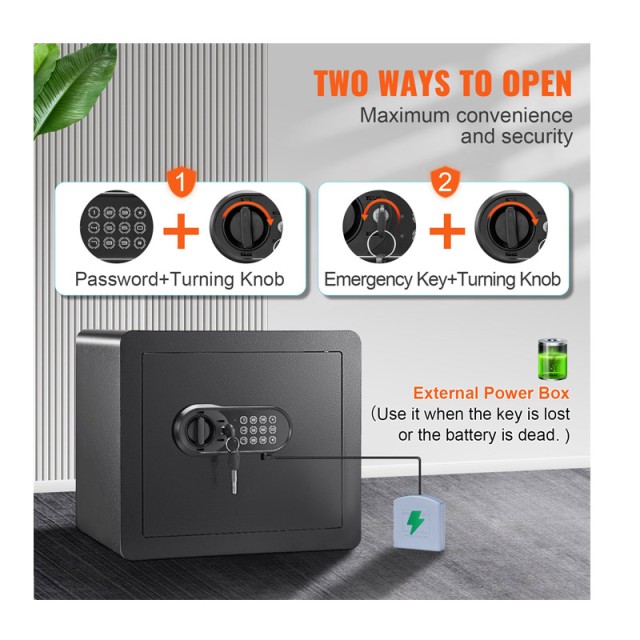 Χρηματοκιβώτιο Ασφαλείας με Ηλεκτρονική Κλειδαριά και Κλειδί 40 x 30 x 35 cm VEVOR WSBXJHSWSLF12DSJDV0