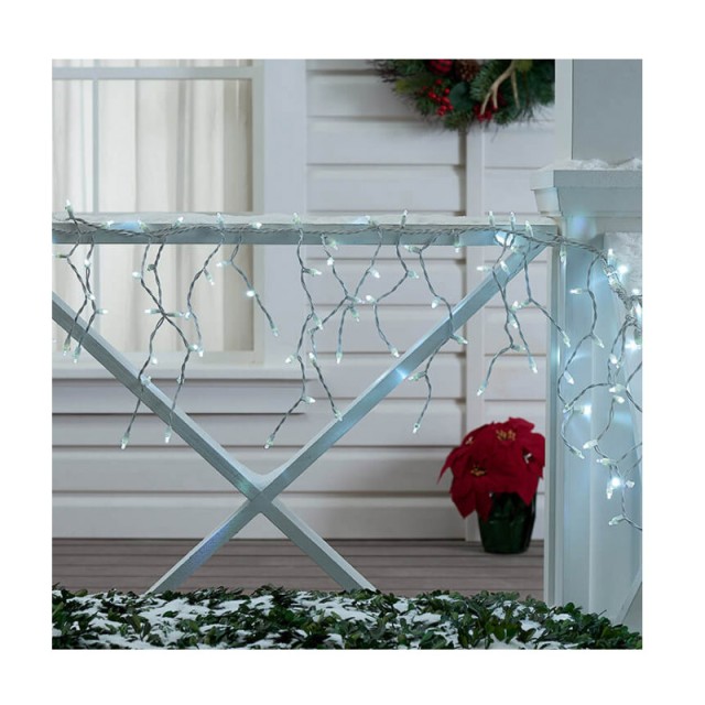 Χριστουγεννιάτικη Κουρτίνα 8.1 m με 230 Λαμπάκια LED Ψυχρό Λευκό και 8 Προγράμματα Εναλλαγών Φωτισμού 31V Hoppline HOP1000987-1