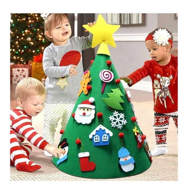 Χριστουγεννιάτικο Δέντρο από Τσόχα με 15 Στολίδια 50 x 70 cm Bakaji 02834712