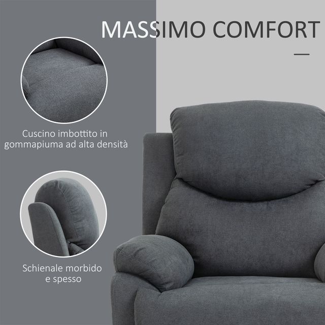 Homcom Ανακλινόμενη πολυθρόνα Relax Καναπές Εργονομική καρέκλα με ανακλινόμενη πλάτη και στήριγμα ποδιών 97 x 96 x 105.5 cm 833-852CG