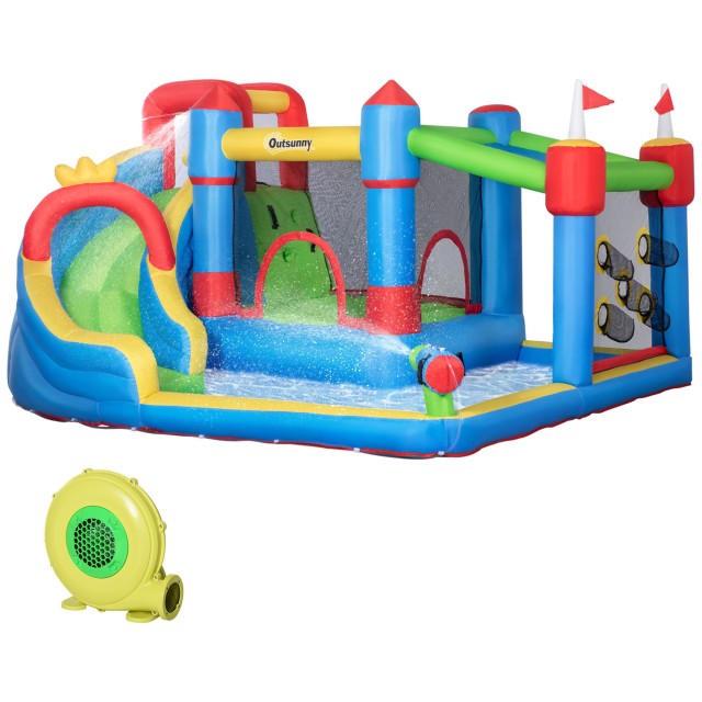Outsunny Bouncy Castle για παιδιά με τσουλήθρα, τραμπολίνο και πισίνα, 390x300x197 cm 342-040V90