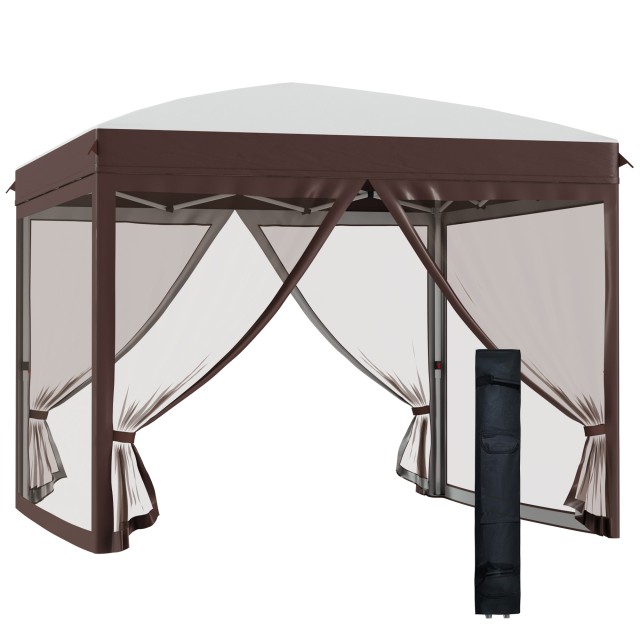 Outsunny Garden Gazebo με κουνουπιέρα και τροχήλατη τσάντα μεταφοράς, 300x300x270 cm, κρέμα 84C-413V00CW