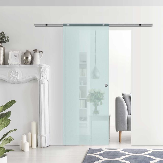 Συρόμενη πόρτα Homcom Frosted Glass και πίστα αλουμινίου, 77,5x205cm B70-007