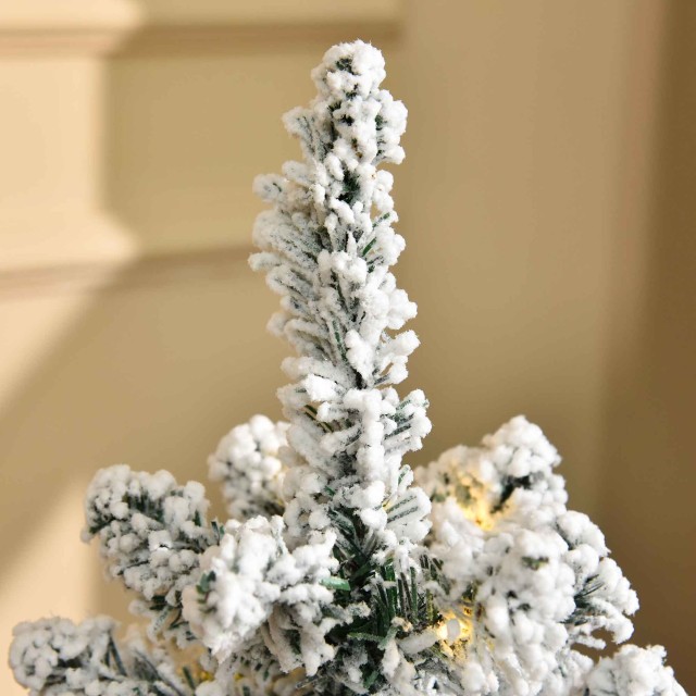 HOMCM Τεχνητό Χιονισμένο Χριστουγεννιάτικο Δέντρο με Λευκά Φώτα LED και Βάση 116 Κλαδιά με Αποσπώμενη Γλάστρα 90cm - Πράσινο 830-320